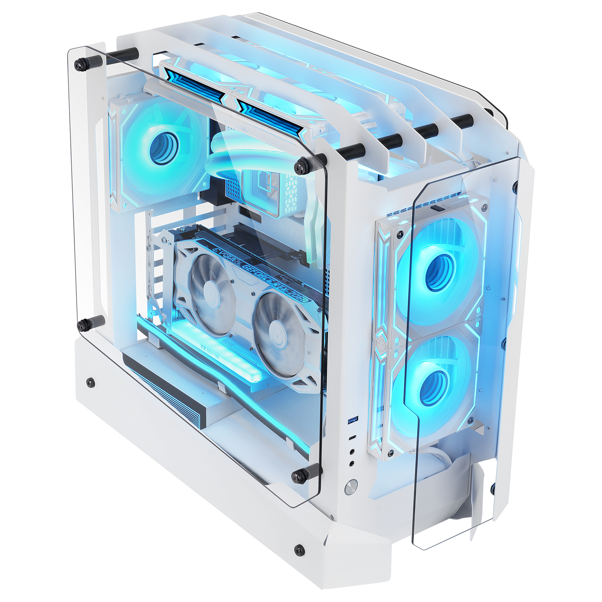 Caja Gaming ATX con Cristal Templado y Diseño Abierto – Semitorre con Soporte RL 240mm, USB-C y Gestión de Cableado – Mars Gaming MC-EDGE