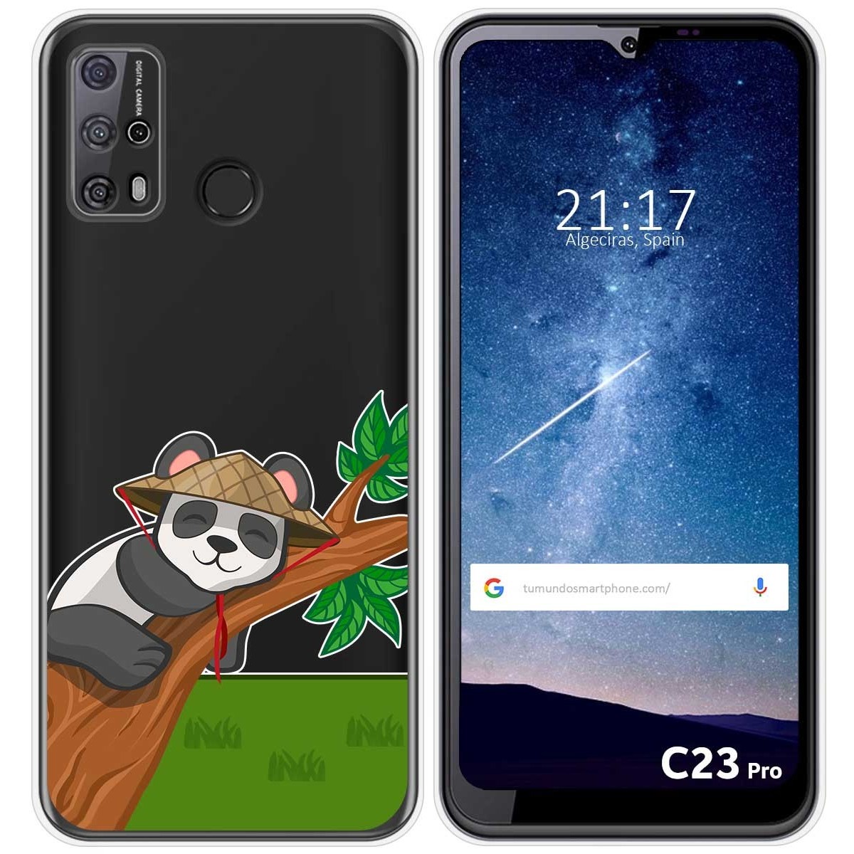 Funda Silicona Transparente para Oukitel C23 Pro diseño Panda Dibujos