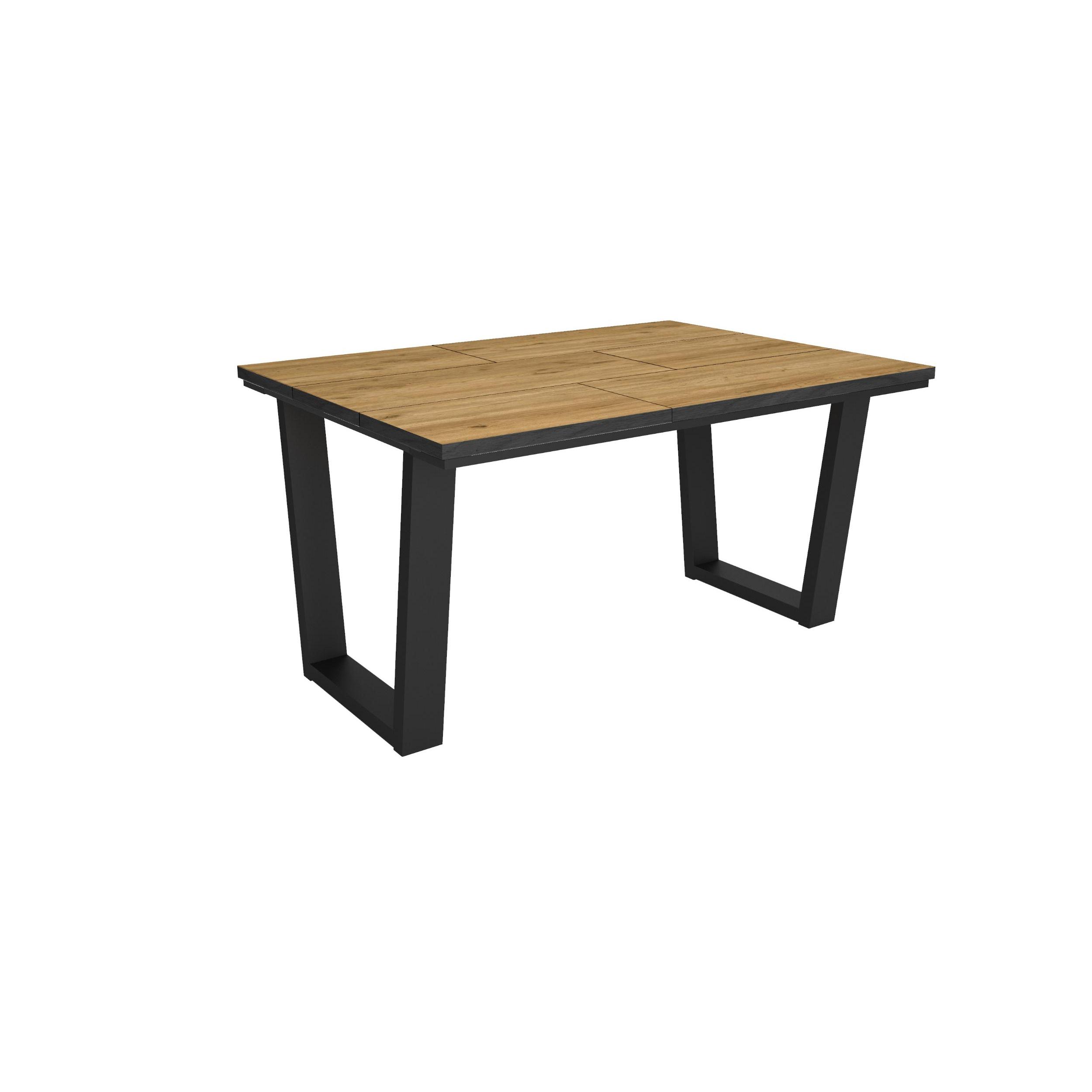 Skraut Home, Mesa Comedor, Mesa Fija Cocina y Salón, 140x90x74cm, Para 6 comensales, Muebles Comedor, Estilo Industrial, Roble y negro