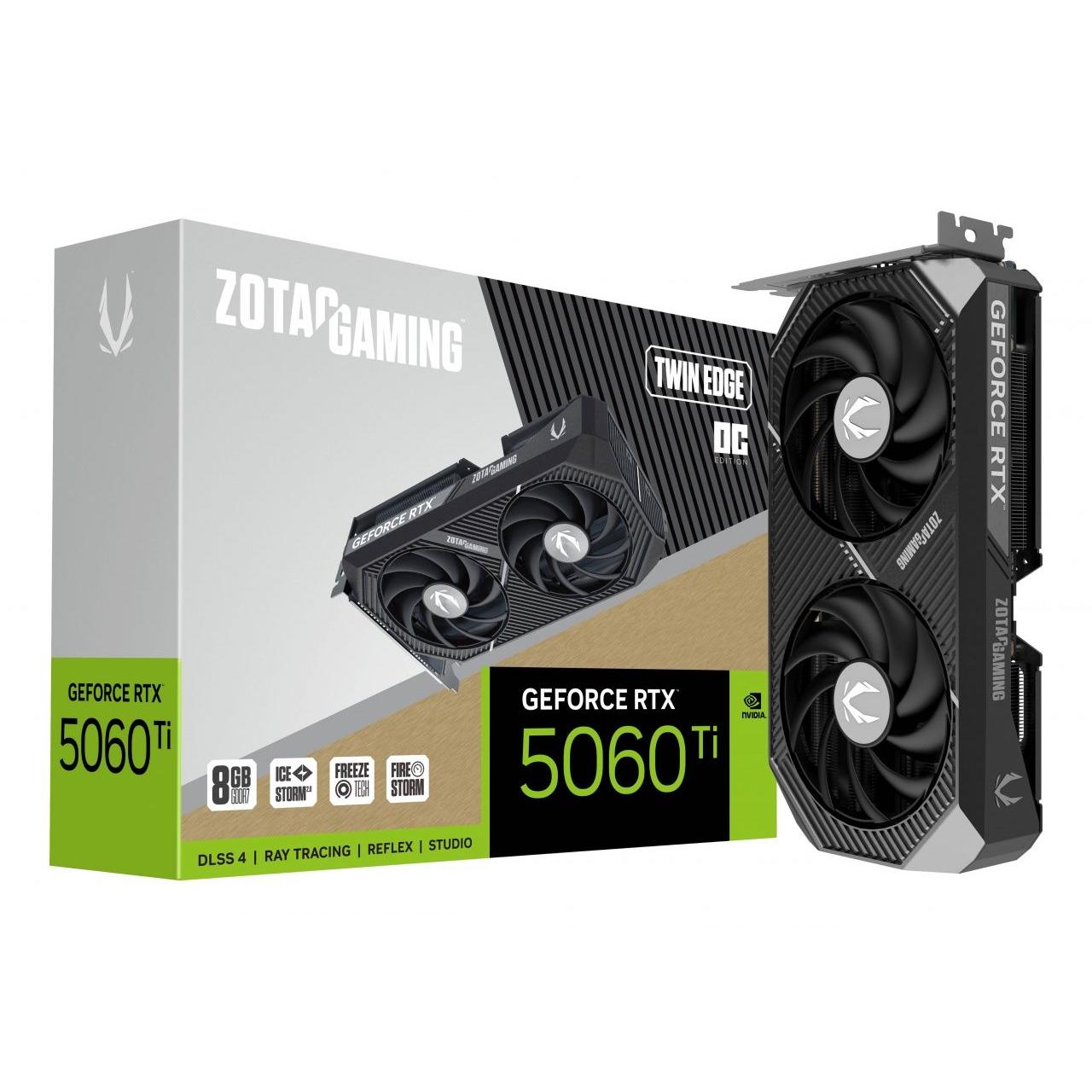 Zotac - Tarjeta gráfica RTX 5060 Ti Twin Edge OC 8 GB GDDR7 con trazado de rayos y DLSS para gaming y creación de contenido en 8K