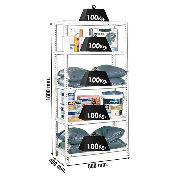 Estantería SIMONRACK COMFORT MINI 5/400 BLANCO 1800x800x400