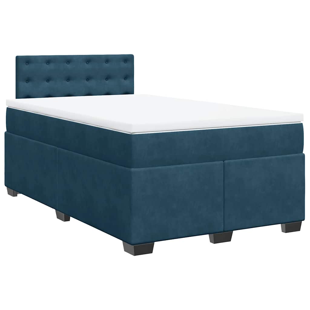 vidaXL Cama box spring con colchón terciopelo azul 120x190 cm