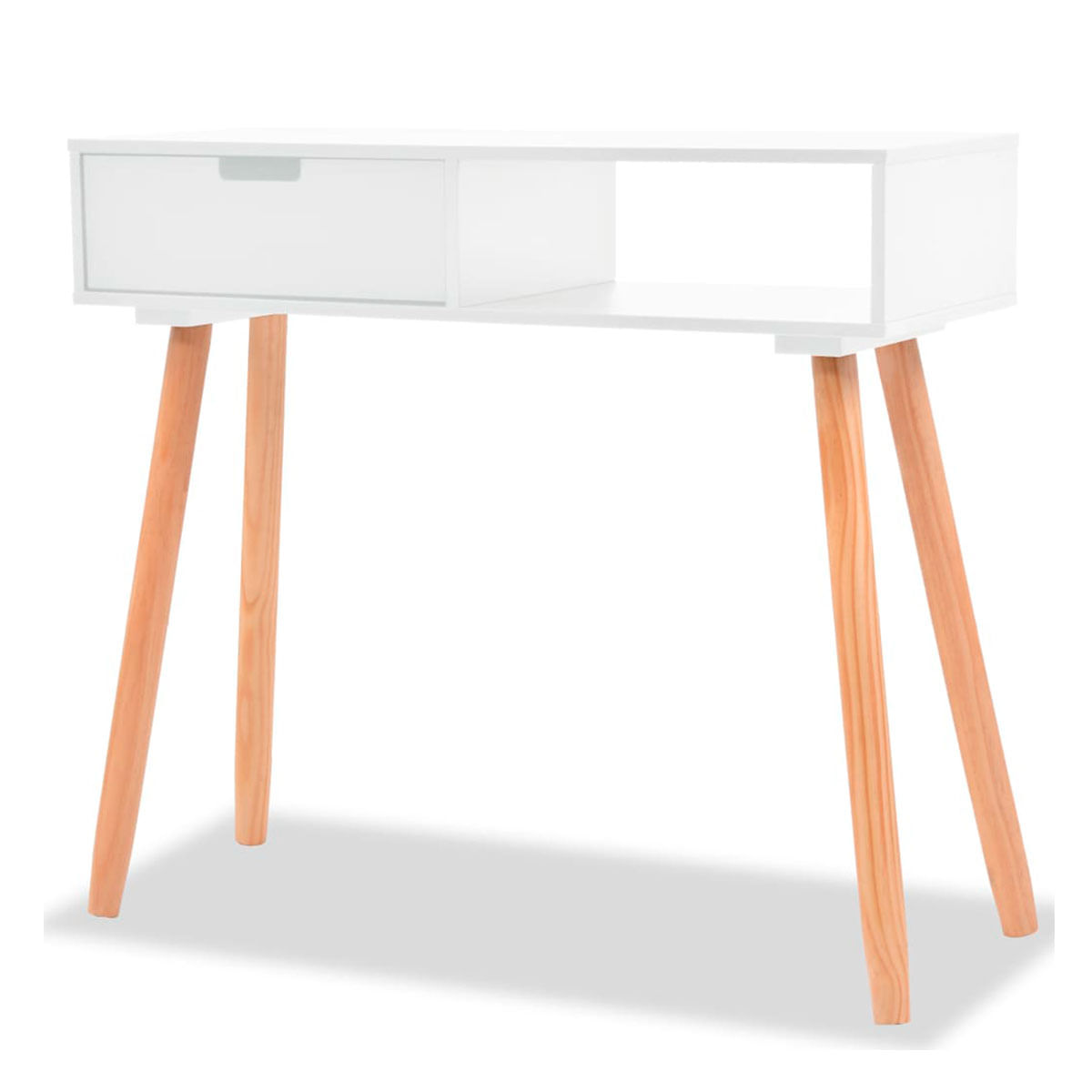 Mesa consola 1 cajón + 1 estante blanco/natural 72x80x30 cm