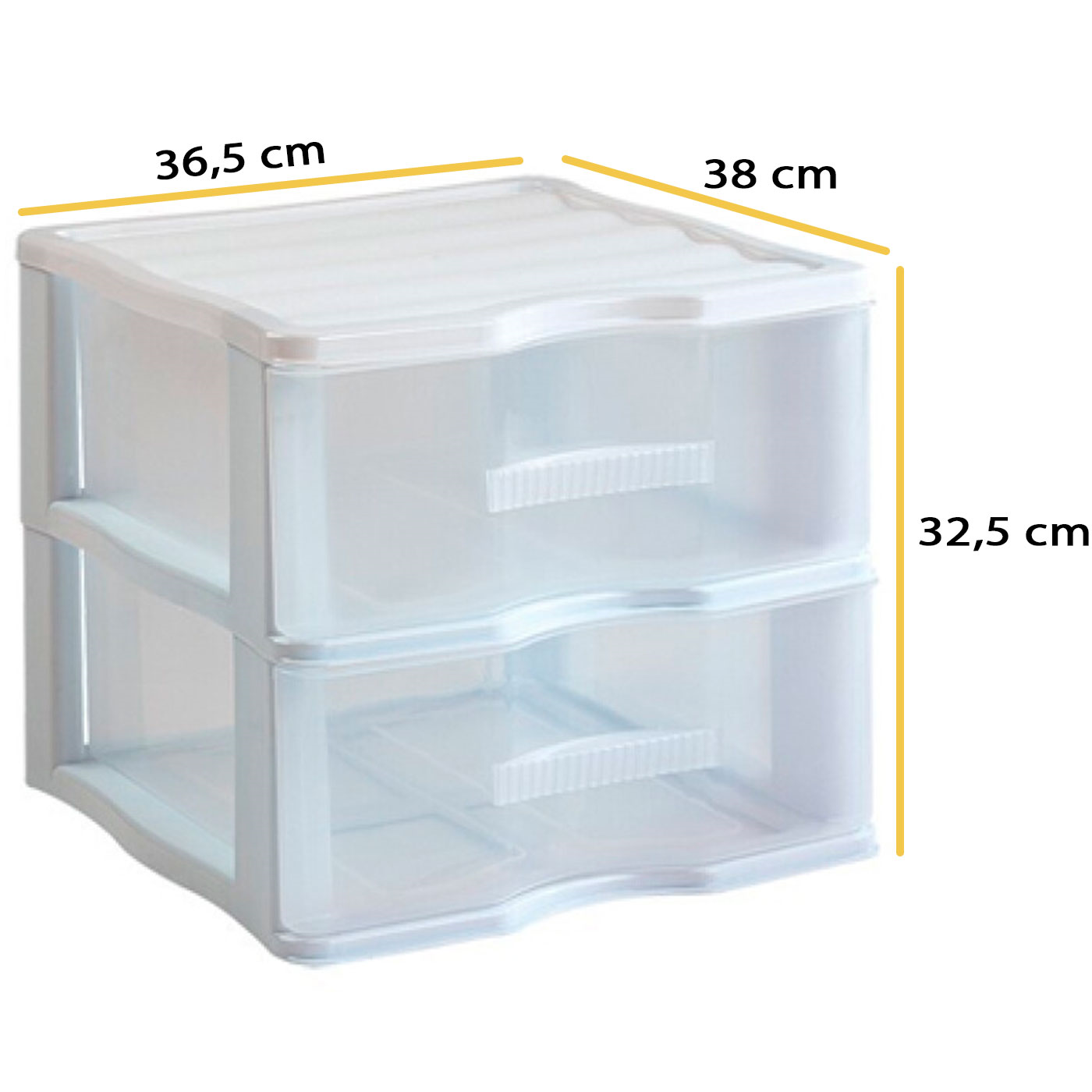 Tradineur - Cajonera de sobremesa de plástico Loira, 3 cajones  transparentes, torre almacenaje multiusos, oficina, baño (Blanc