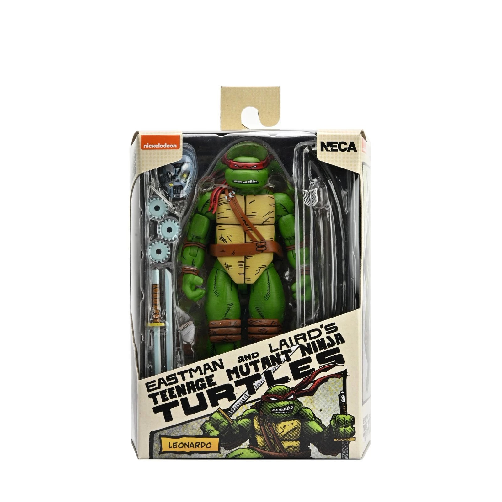 NECA - Figura de acción Leonardo Scale Action SDD54487 de Teenage Mutant Ninja Turtles, 18 cm, articulada con accesorios incluidos para coleccionistas y fans del cómic Mirage Studios