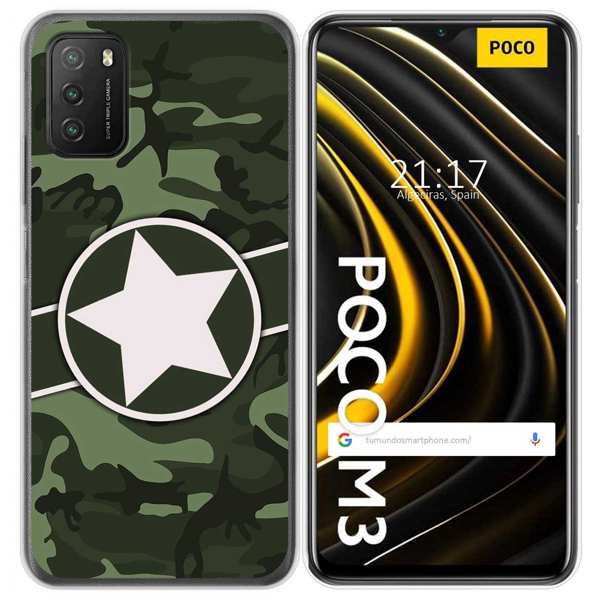 Tumundosmartphone Funda Gel Tpu para Xiaomi POCO M3 / Redmi 9T diseño Camuflaje 01 Dibujos