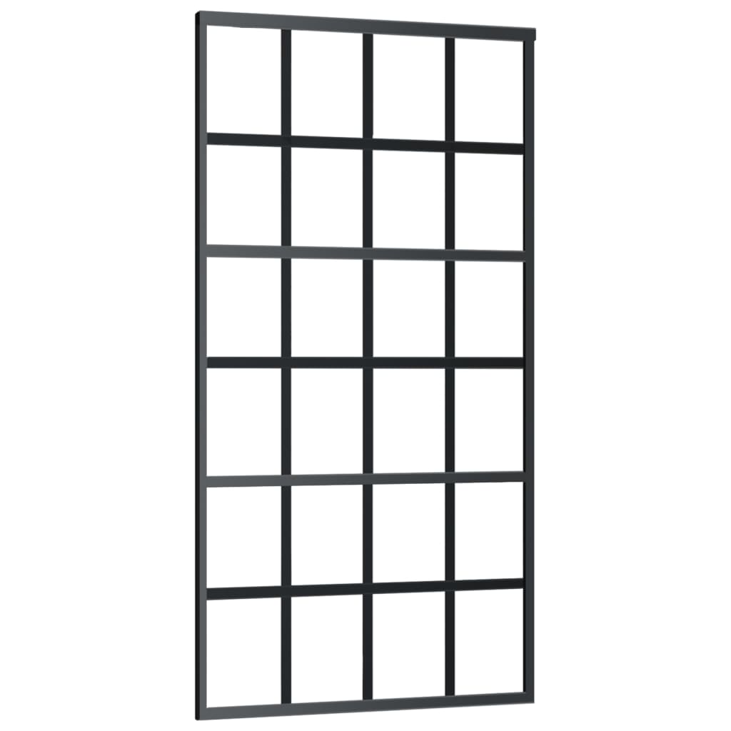vidaXL Puerta Corredera ESG Vidrio y Aluminio Negra Salón Entrada Dimensiones 76 x 205 cm, 90 x 205 cm, 102 x 205 cm