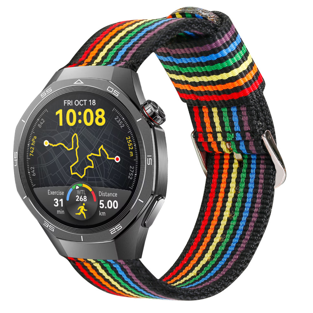 Correa de nylon para Huawei Watch GT 5 - 46mm / GT 5 - 46mm / GT 4 - 46mm / Amazfit GTR 4 / Bip 5 / Garmin Vivoactive 4, Colores LGTBQ+ Rainbow Ancho 22mm