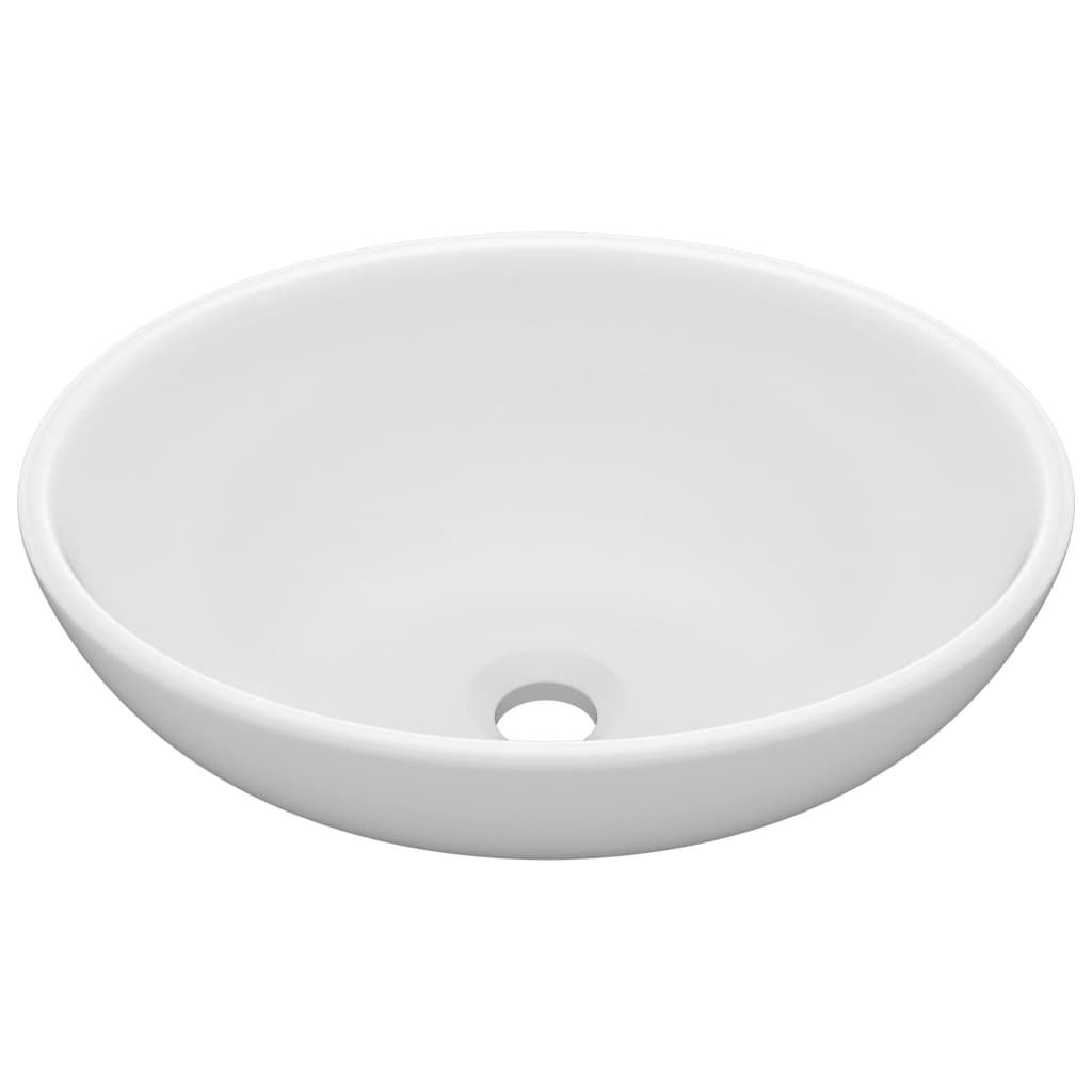vidaXL Lavabo de Lujo Ovalado Cerámica Mate Tocador Montado Encima Color matte light blue,  matte dark blue,  matte white y mas