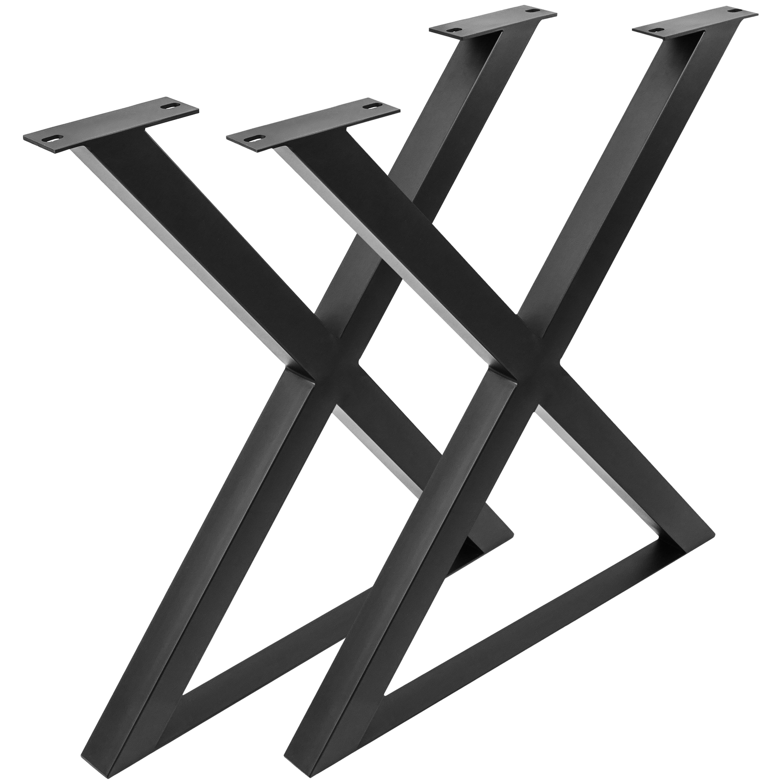 Pies en 'X' para mesa. Patas en acero negro 680 x 50 x 710 mm 2-pack - PrimeMatik