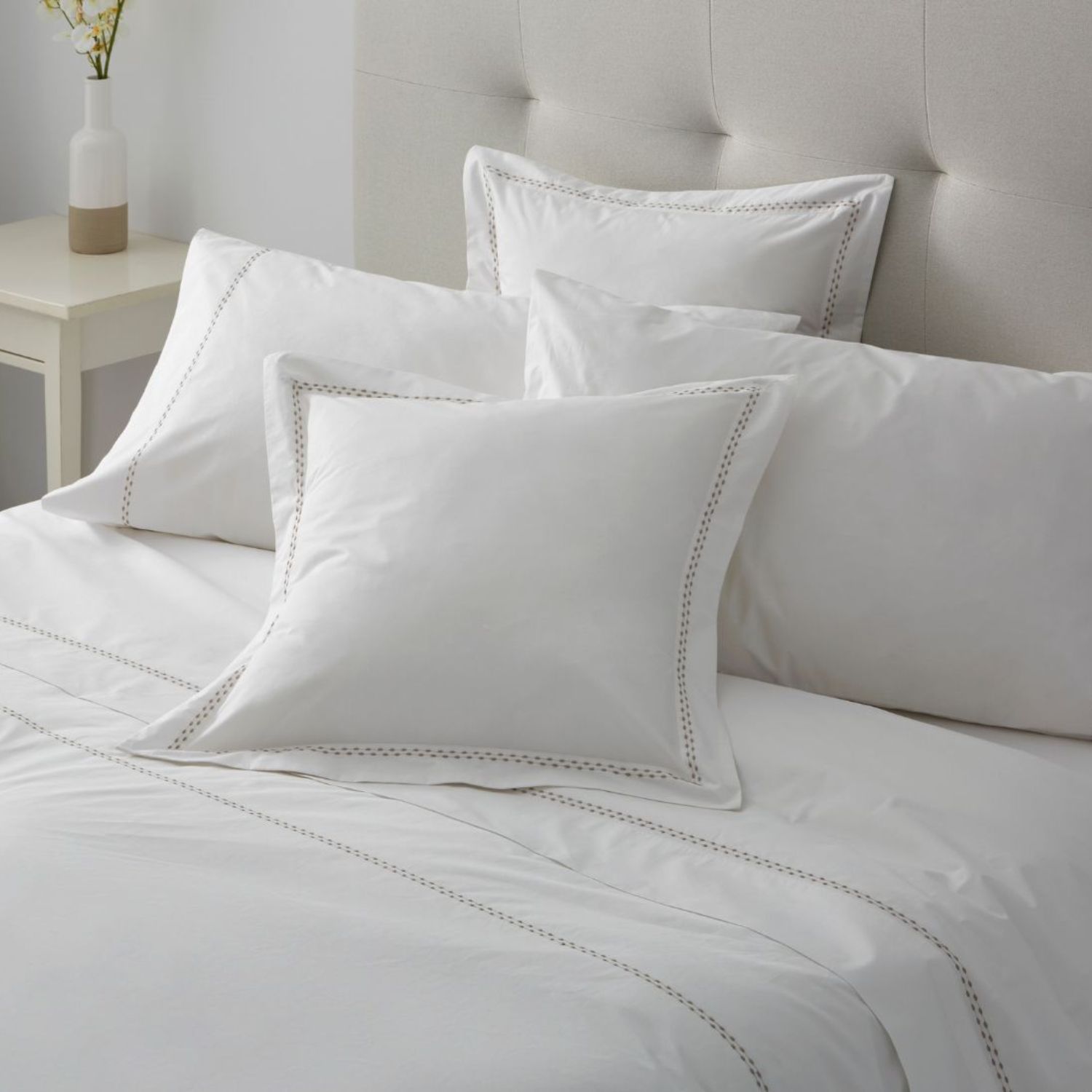 Juego Sábanas BURRITO BLANCO 100% Algodón Percal 200 Hilos Diseño 407 Blanco - Tacto Suave, Larga Duración - Cama 90-200cm