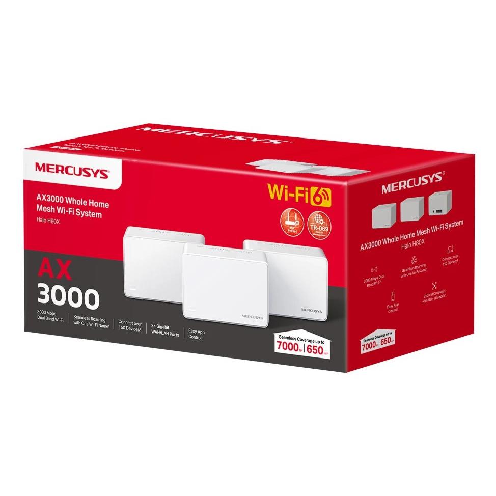 Wifi Link 2,4 GHz 5 GHz Rango de Transferencia 3000 Mbit/s Mercusys TPM HALO H80X(3-PACK)  | Blanco