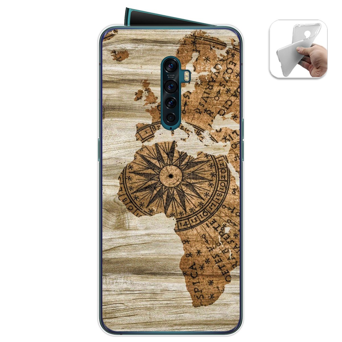 Tumundosmartphone Funda Gel Tpu para Oppo Reno 2 diseño Madera 07 Dibujos