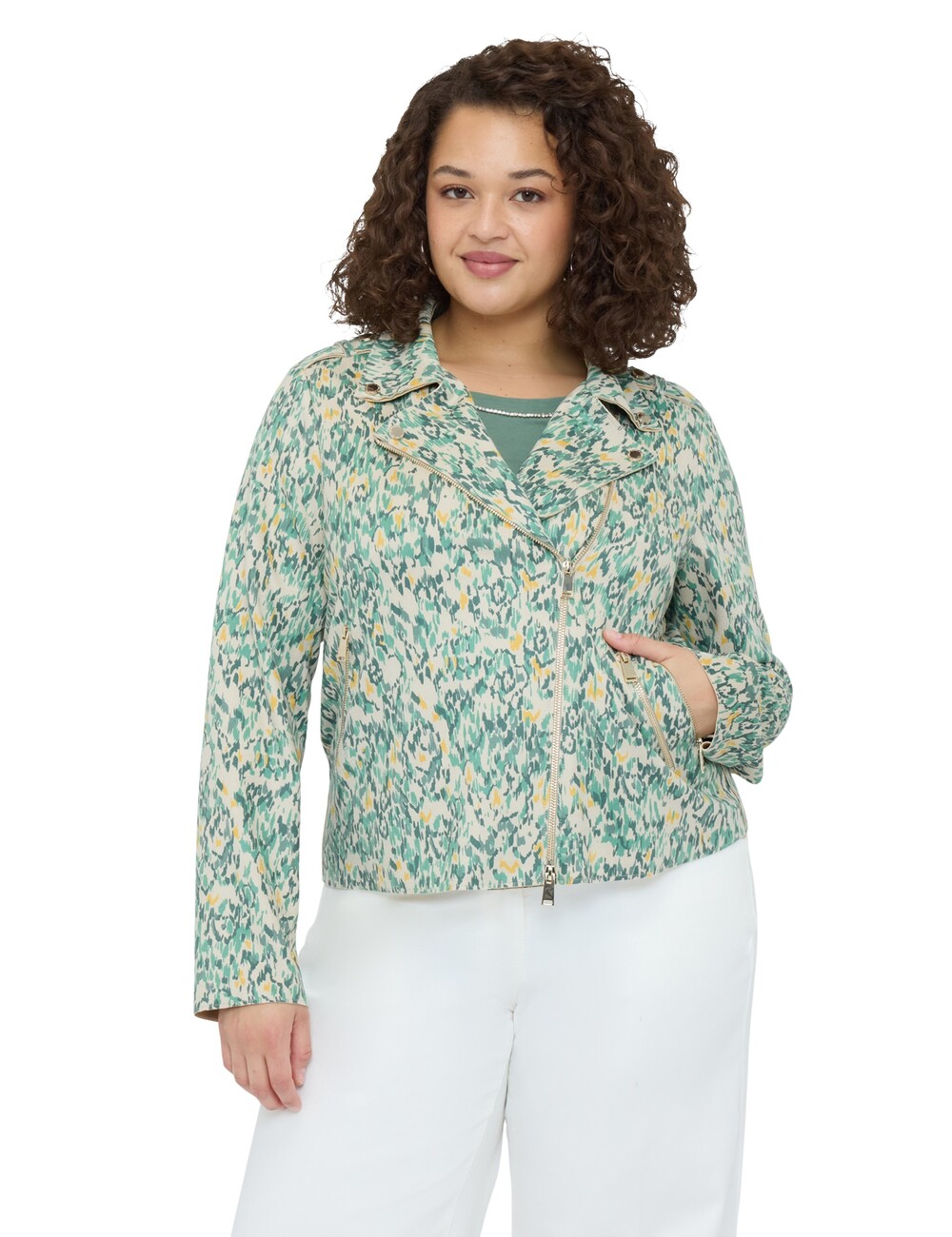 Fiorella Rubino - Chaqueta biker en tejido soft touch estampado