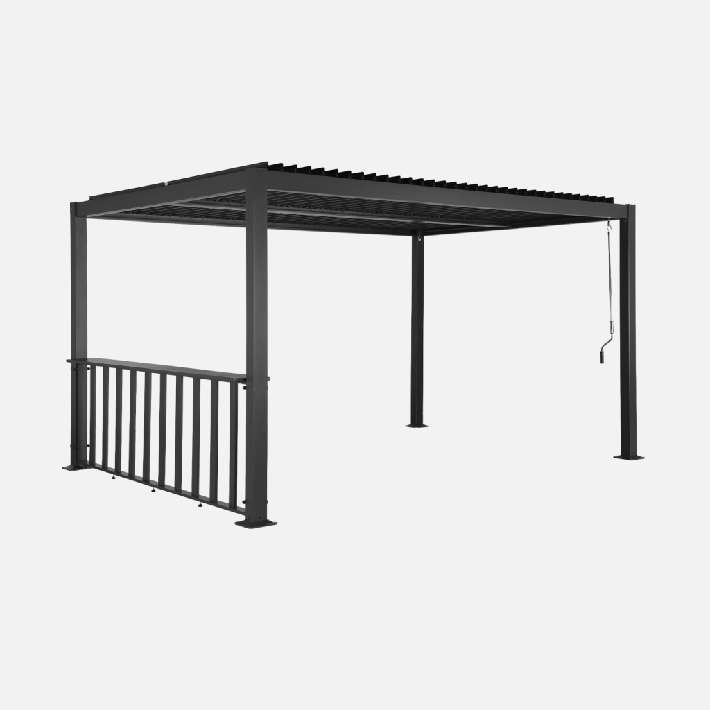 sweeek - Pérgola bioclimática de aluminio y acero 3x3m + barra 3m , Palace 3x3 + accesorio , 292x292x232