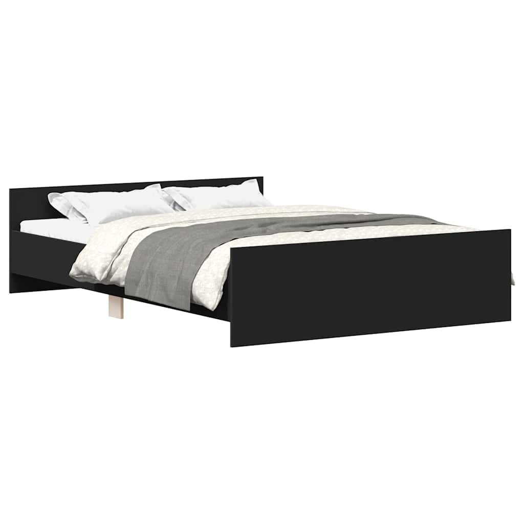 vidaXL Estructura de cama con cabecero piecero negro 135x190cm