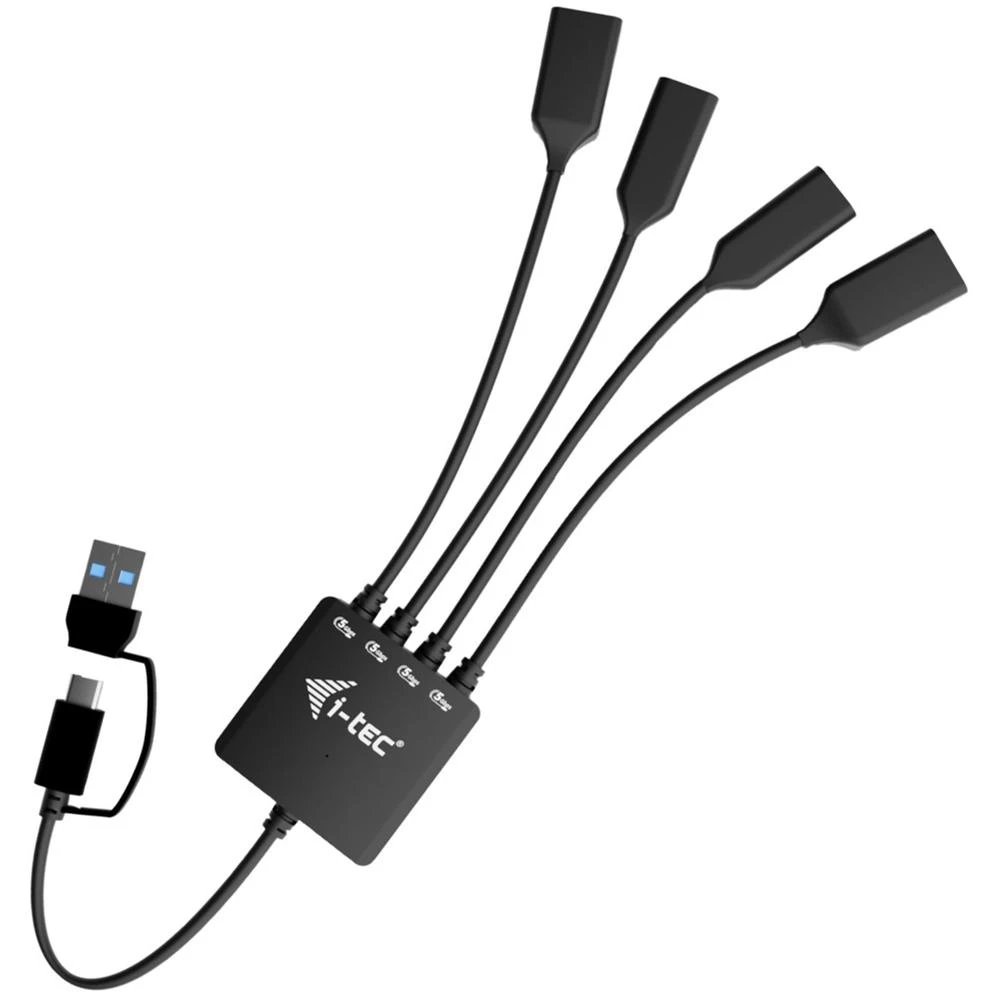HUB Switch puertos 2x USB-A 3.2 Gen 1; 2x USB-C 3.2 Gen 1; interfaz de host: USB-A + USB-C I-tec CACBLHUB2A2C | USB 3.2 Gen 1 (hasta 5 Gbps), compatible con USB 2.0, Negro