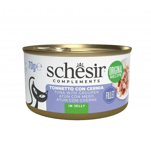 Schesir Comida Húmeda de Atún con Mero para Gatos (Gatos , Comida , Comida húmeda) - 70 GR