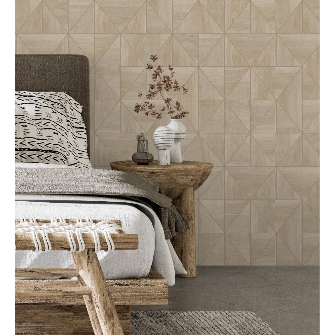 Papel pintado vinílico ecológico geométrico efecto madera art déco en relieve - Royal Lodge 679276 de GAULAN - Rollo de 10 m x 0,53 m