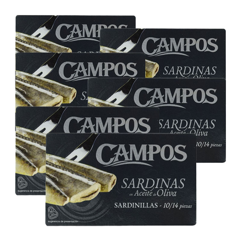 Campos - Sardinas en aceite de oliva Campos 10-14 piezas 115 g x 6 Total  690 g