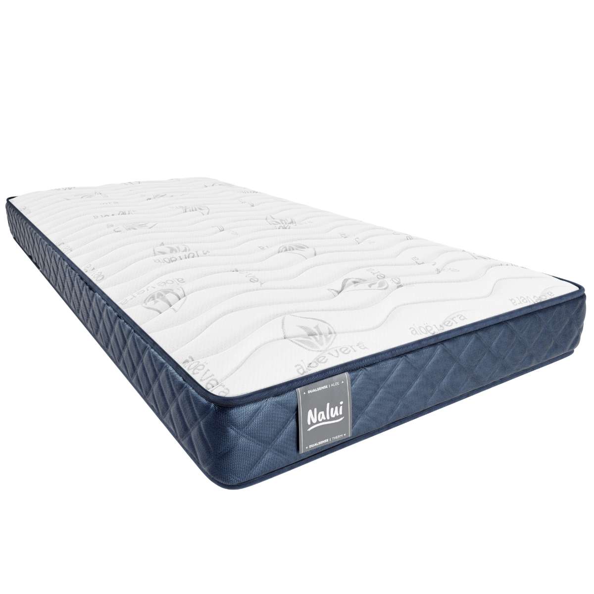 Nalui Colchón Viscoelástico Mulhacén DualSense Azul Multicapa,Núcleo GravityFoam, Firmeza Alta, Reversible, Transpirable. Hecho en España