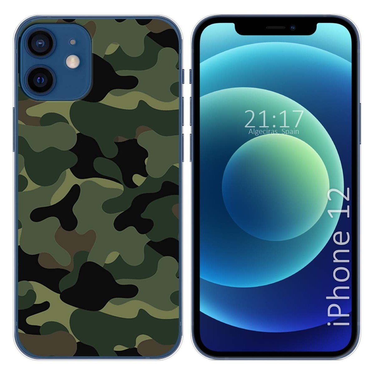 Tumundosmartphone Funda Gel Tpu para Iphone 12 / 12 Pro (6.1) diseño Camuflaje Dibujos
