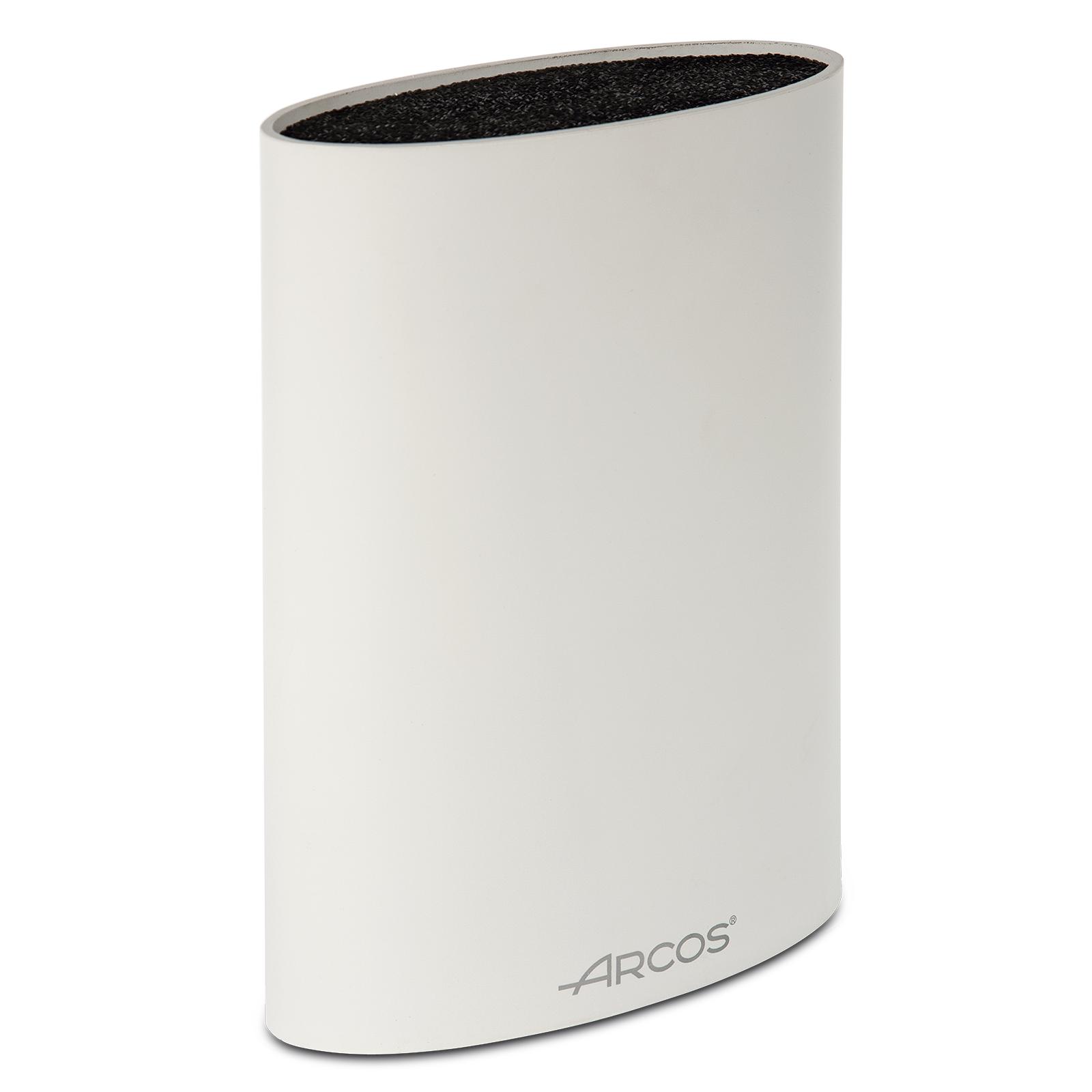 ARCOS Taco Ovalado Protector de Cuchillos hasta 20 Cm. Bloque para Cuchillos de Diseño Moderno Fabircado en Caucho Termoplástico. 220 x 160 x 65 Mm. Color Blanco
