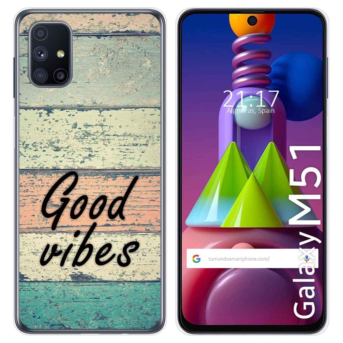 Tumundosmartphone Funda Gel Tpu para Samsung Galaxy M51 diseño Madera 01 Dibujos