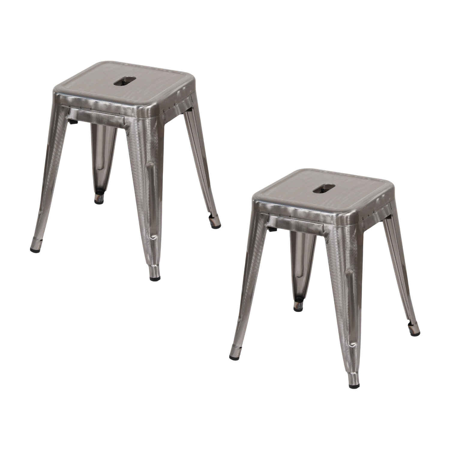 Pack 2 Taburetes Bajos Industriales Apilables de Acero 38x38x46cm Thinia Home