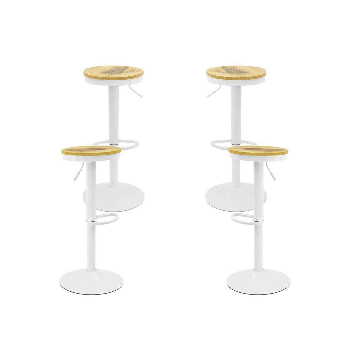 Regalos Miguel - Packs Taburetes Altos - Pack 4 Taburetes Vikin Asiento Madera - Blanco