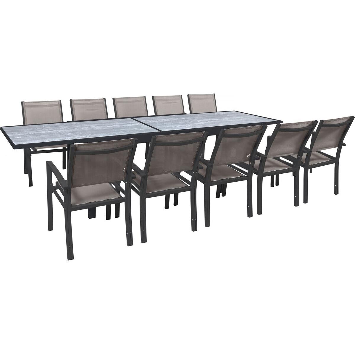 Habitat y Jardin - Conjunto de jardín extensible  - 200/320 x 105 x 76 cm - Gris topo - 10 plazas