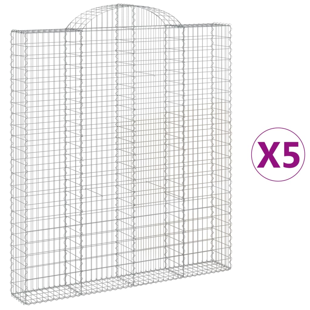Vidaxl Cestas de Gaviones Forma de Arco Hierro 200 X 30 X 80/100 Cm