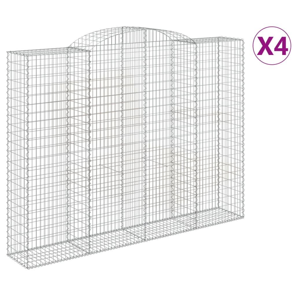 Vidaxl Cestas de Gaviones 4 Uds Forma de Arco Hierro Dimensiones 300 X 30 X 60/80 Cm