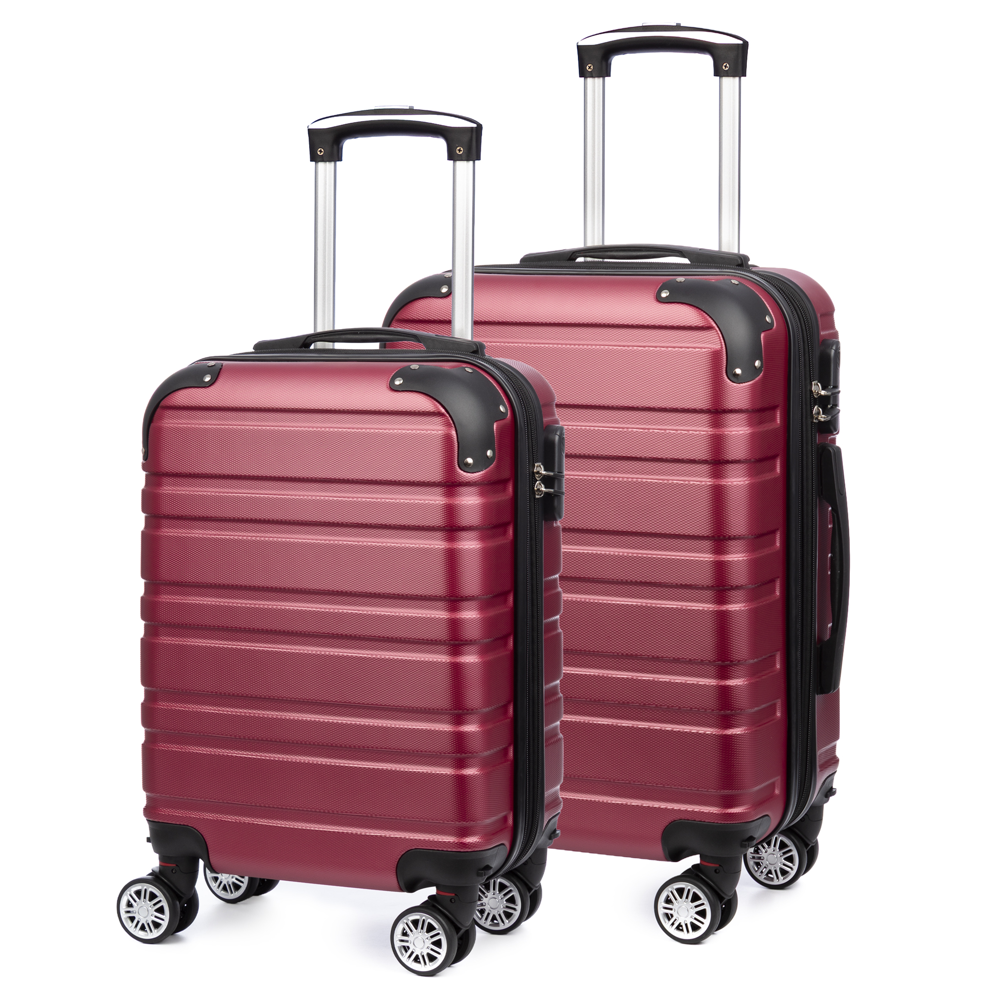DAM. Juego de 2 maletas Trolley extensibles, en material ligero ABS de alta resistencia con esquinas reforzadas. Cerradura numérica, 4 ruedas dobles giratorias 360° y extraíbles. 38x25x56cm