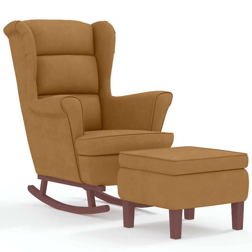 vidaXL Sillón Mecedora con Patas de Madera Silla de Descanso Tapizada Terciopelo
