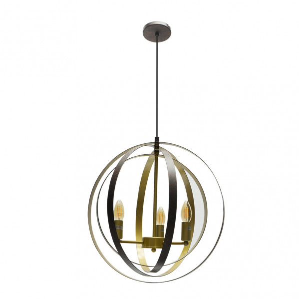 Colgante encaje 3xe14 marron/oro regx46x46 cm