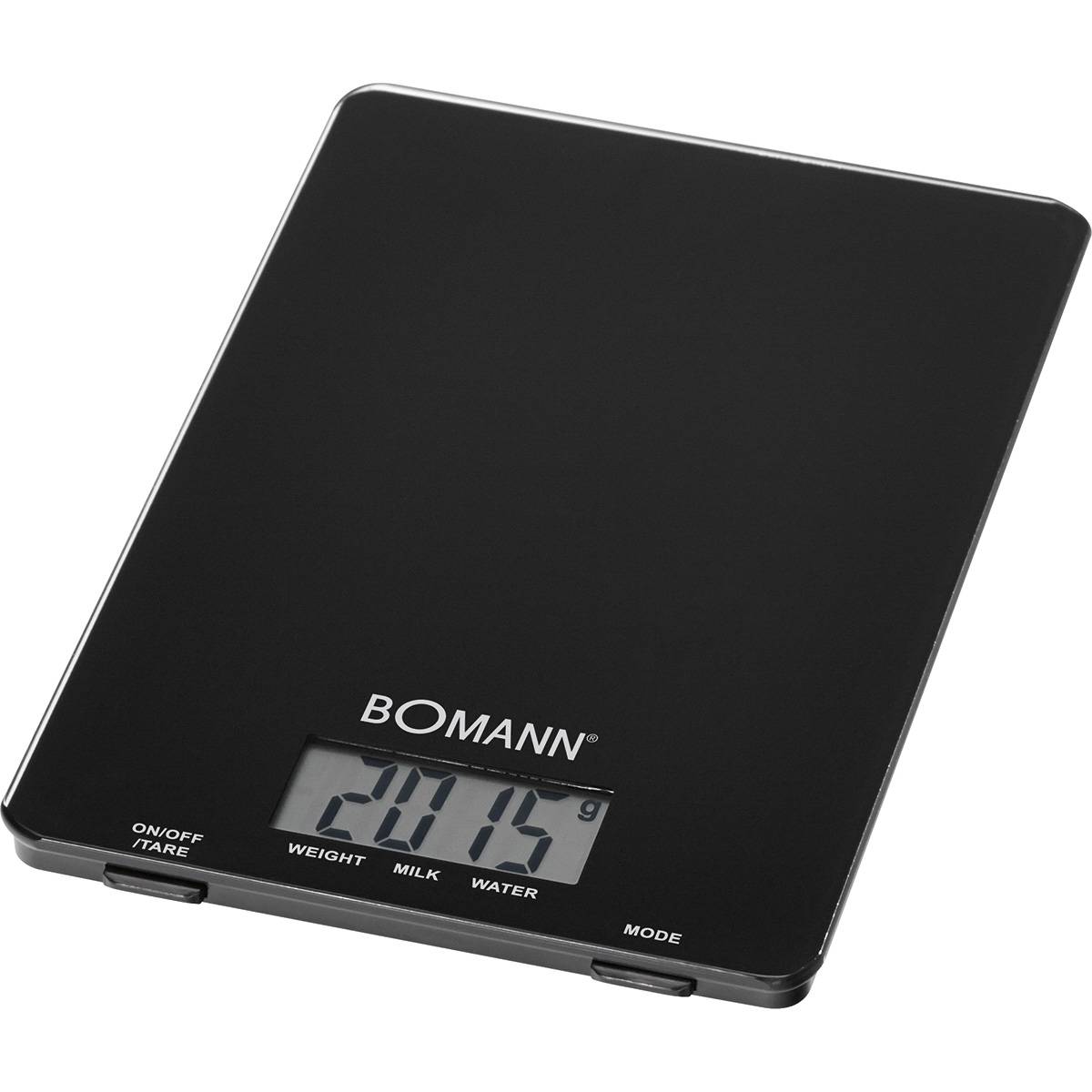 Bomann KW 1515 CB Báscula de Cocina Digital Extraplana, Medición 1gr, Hasta 5 kg, LCD, Función Tara, Vidrio, , Negro