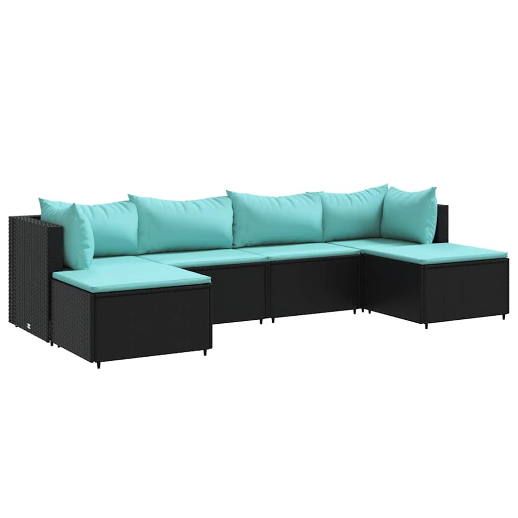vidaXL Set muebles de jardín 6 piezas y cojines ratán sintético negro
