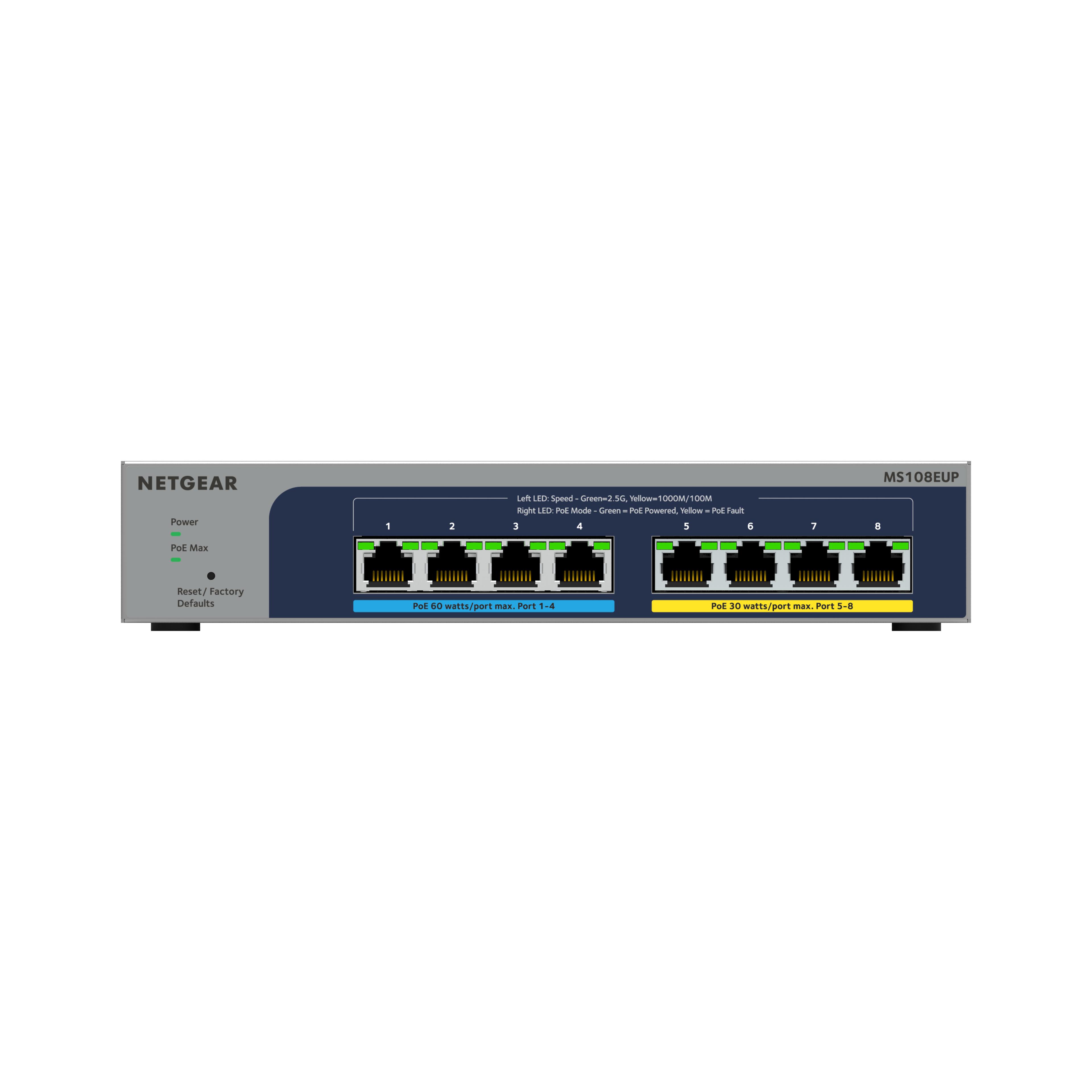 NETGEAR MS108EUP No administrado L2/L3 2.5G Ethernet (100/1000/2500) (PoE) Gris