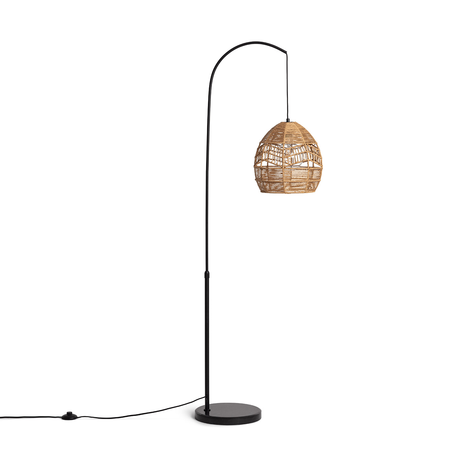 Ledkia Lámpara de Pie Beyawo de Metal y Papel Trenzado Único Diseño Elegante