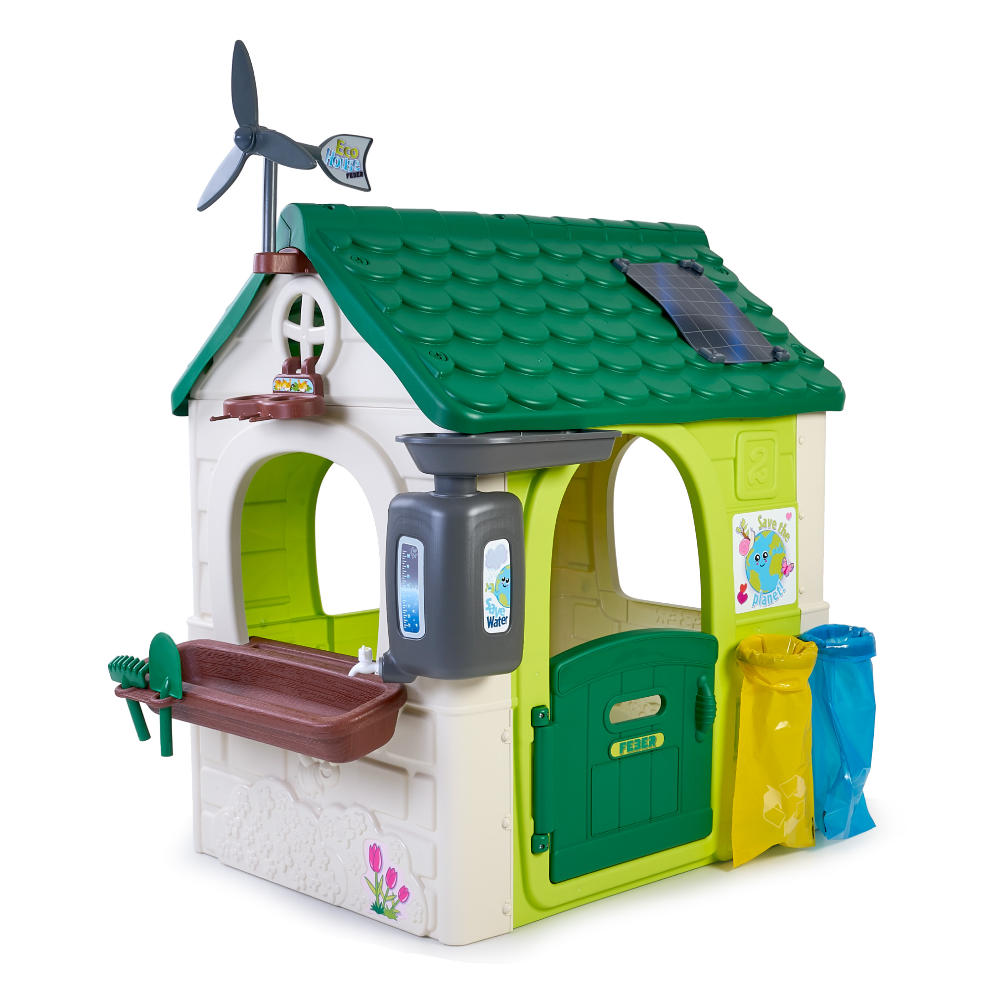 FEBER - Casa Eco House,Casita de Jardín Educativa con Juegos Ecológicos, Jardín Urbann, Papeleras, un Molino, Niños y Niñas Amantes de la Naturaleza, +2 años, Famosa (FEH16000), Versión actual