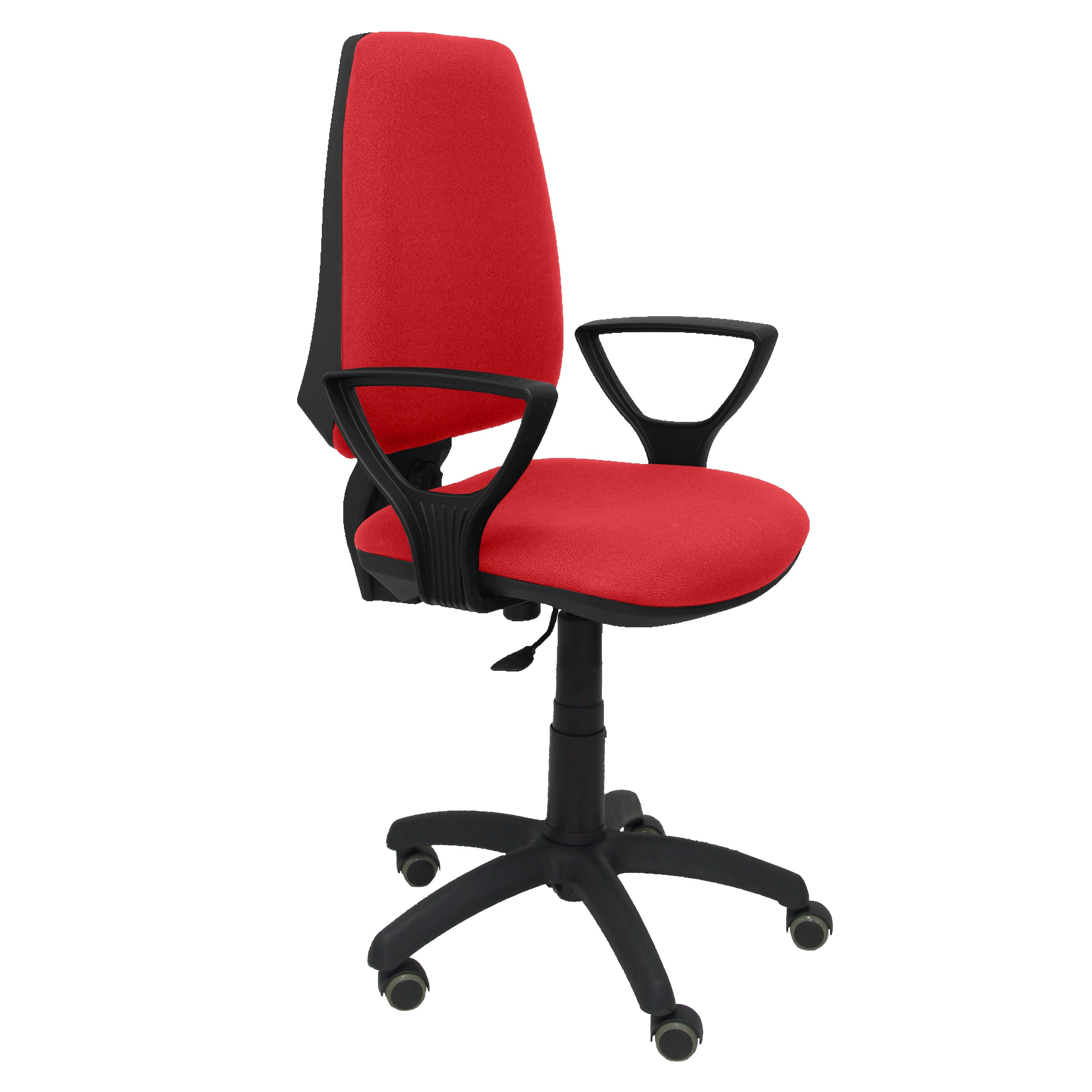 Silla de Oficina Ergonómica Piqueras Y Crespo Elche CP Bali Rojo con Brazos Fijos y Ruedas de Parqué