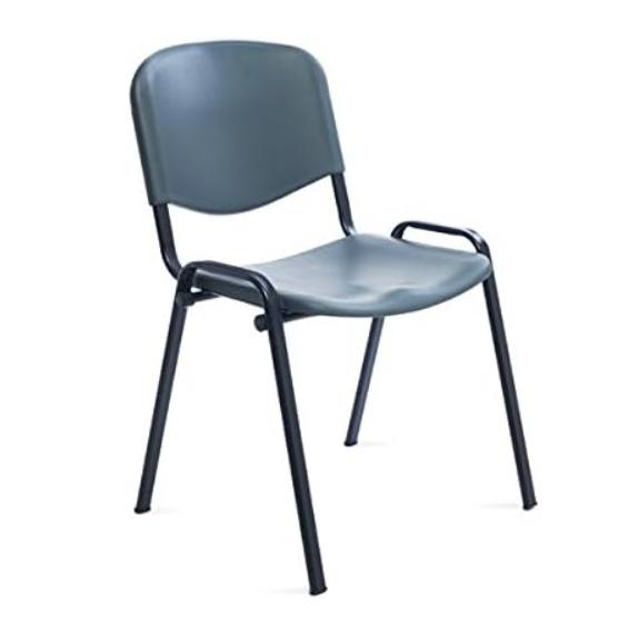 Silla Confidente Rocada de 4 Patas para Visitas en Color Gris