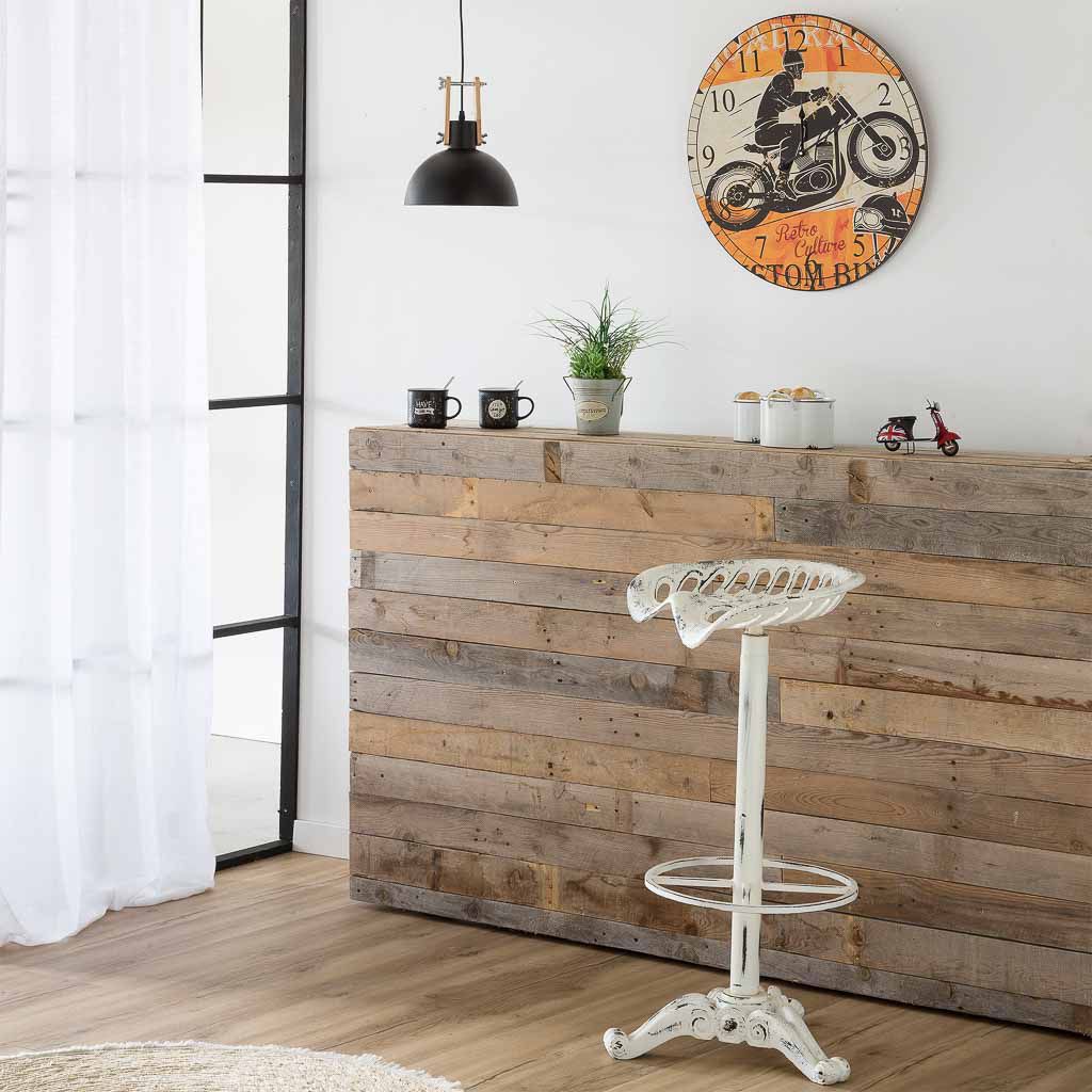 Taburete De Madera Y Metal Lacado En Blanco, El mejor complemento para tu hogar