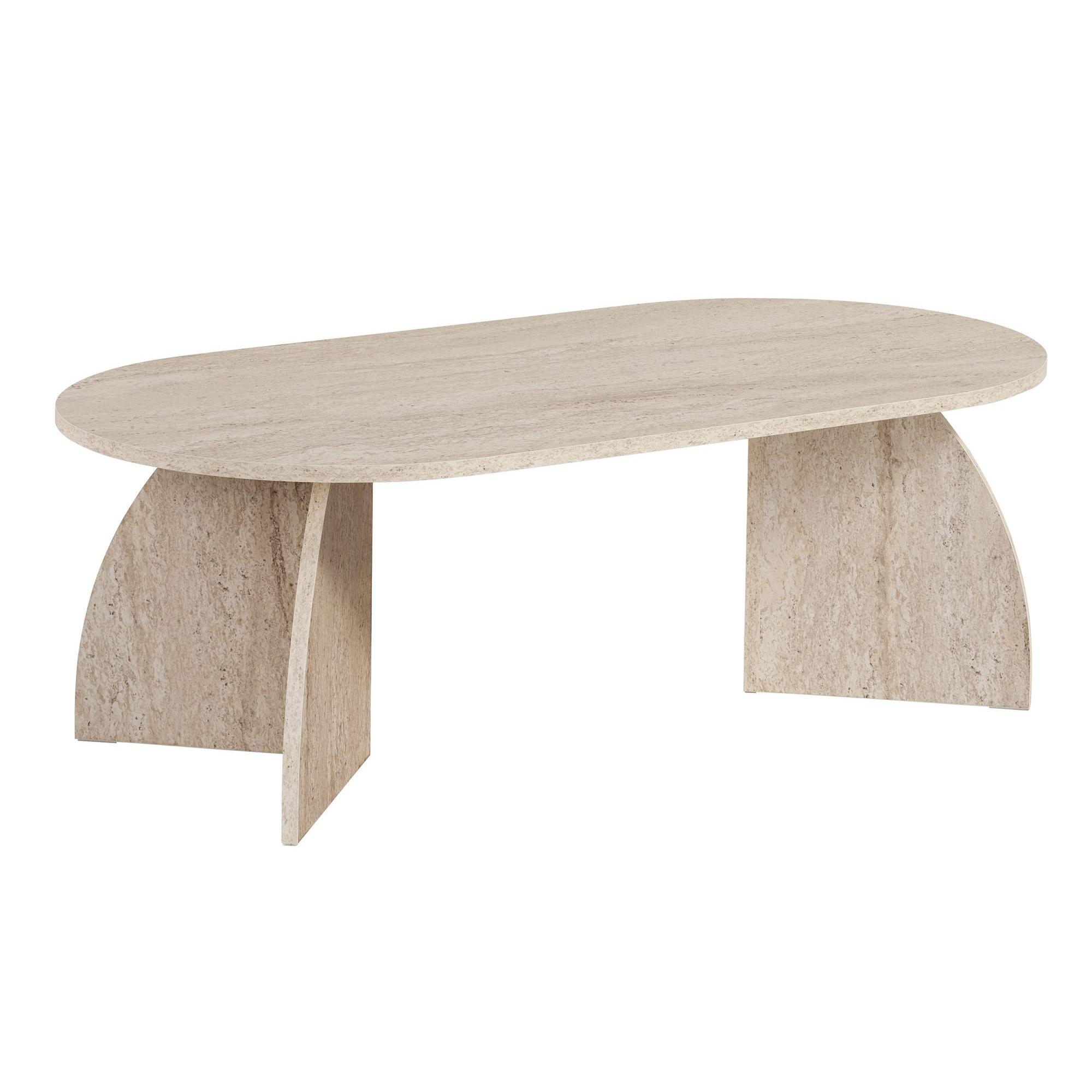 Habitat y Jardin - Mesa baja de madera "Melina" 120 x 60 x 40 cm - Travertino
