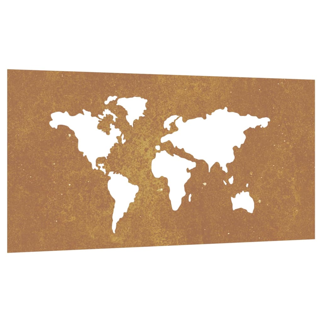 vidaXL Adorno de pared jardín acero corten diseño mapamundi 105x55 cm