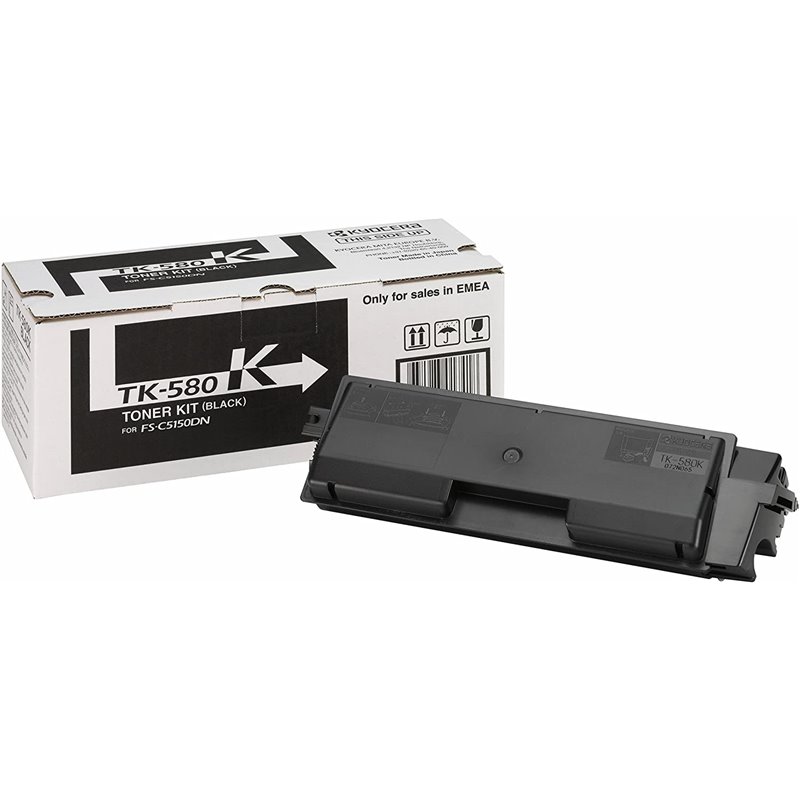 Kyocera Original TK-580K Toner negro 3500 páginas (1T02KT0NL0) para ECOSYS P6021cdn, FS-C5150DN
