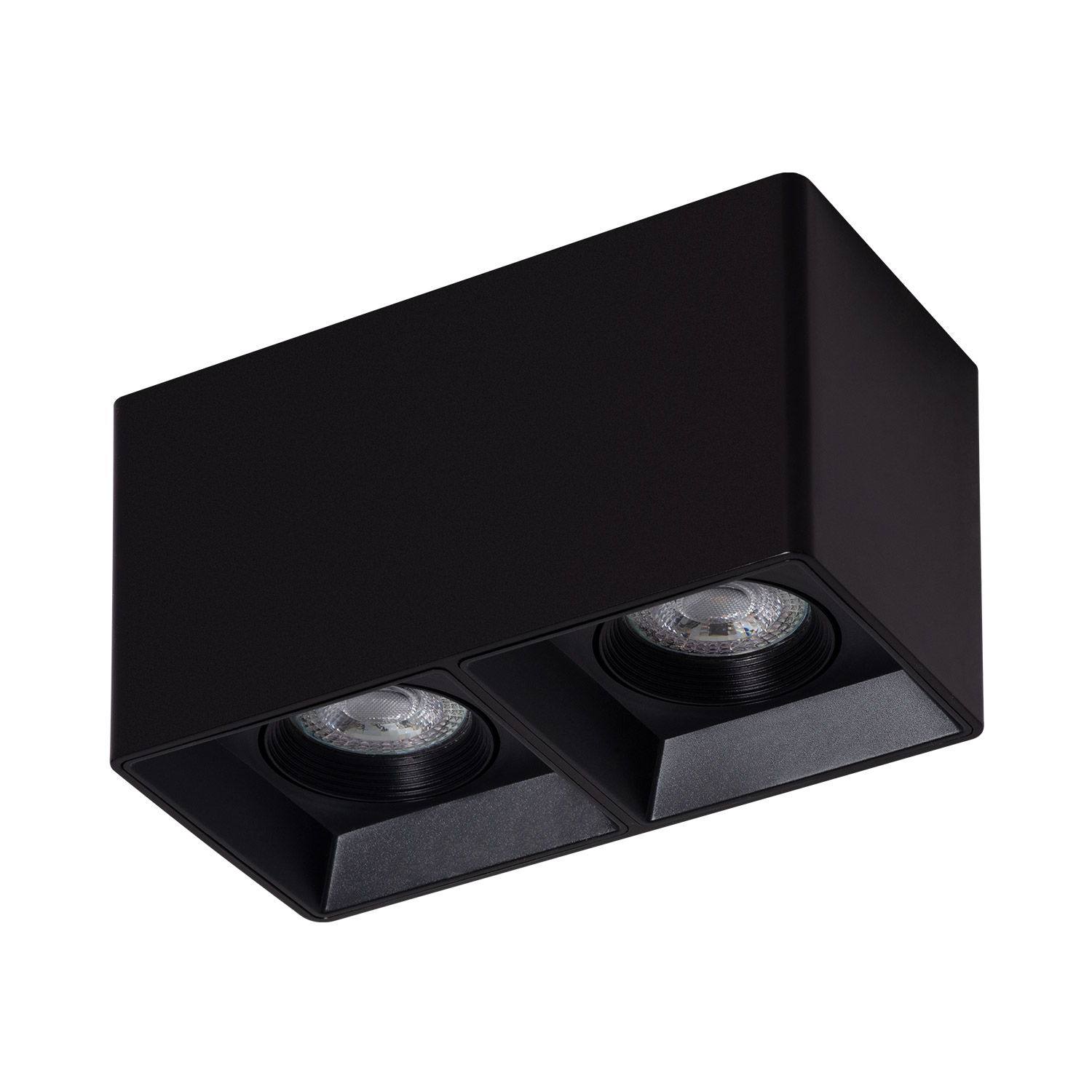 Ledkia Aplique de Techo Cuadrado Doble Negro con Bombilla GU10 Space 2700K Blanco Cálido
