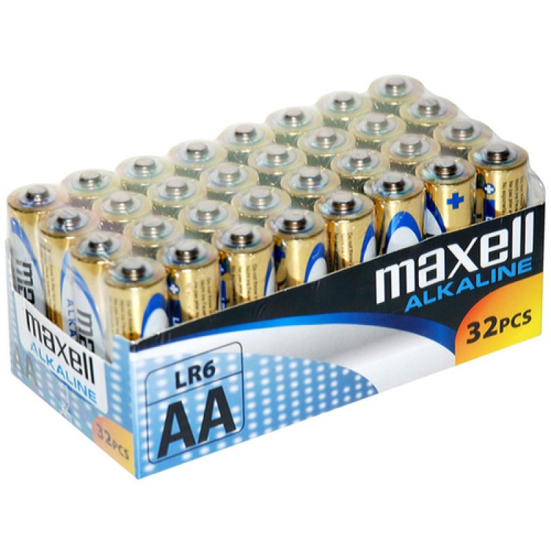 Maxell - Maxell Alkaline Pack Pilas AA LR6 32 Unidades