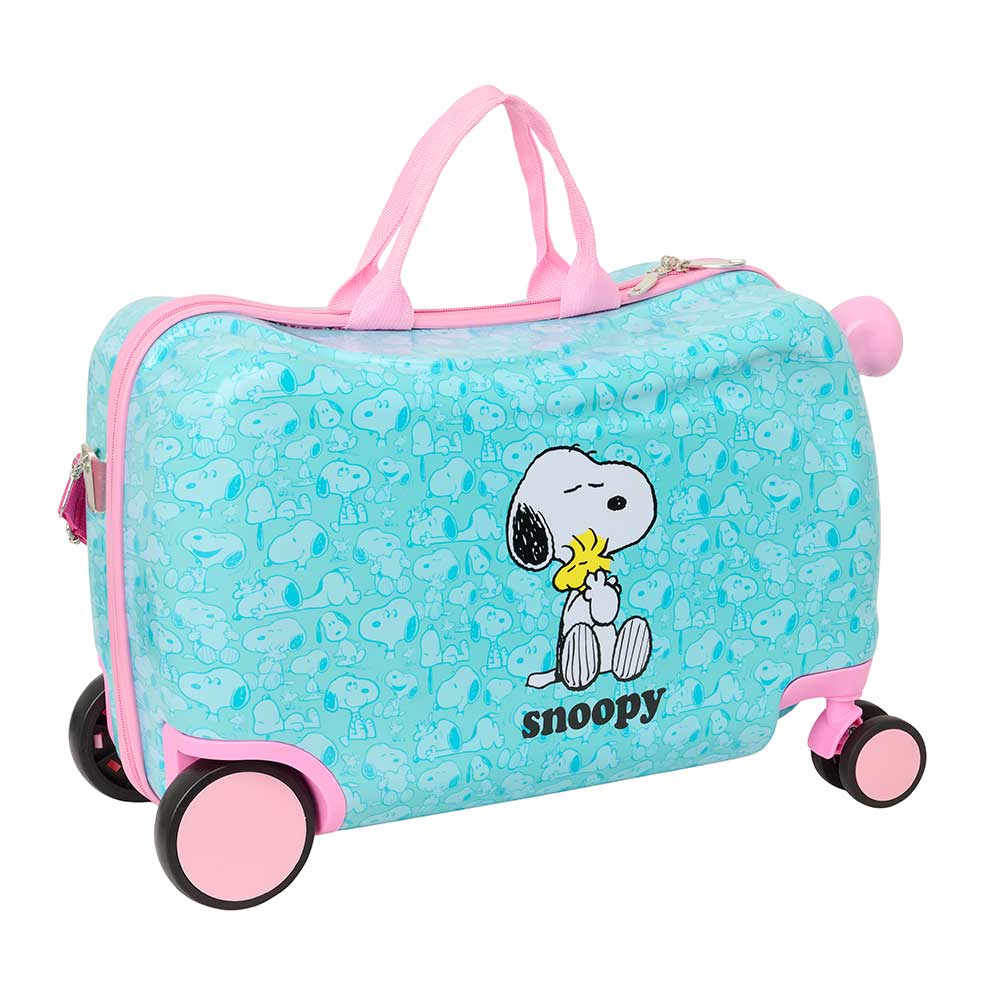 SAFTA | Maleta Trolley Infantil Snoopy Niño y Niña, Licencia Oficial, Ruedas Dobles 360°, Interior Forrado con Separador y Bolsillo, Cintas Elásticas, Asa Superior y Bandolera, Talla Única, Viaje